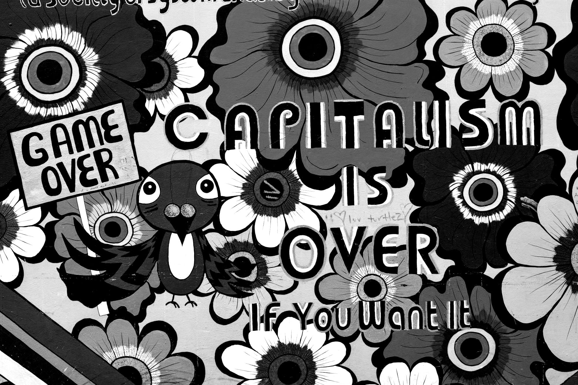 floral illustration with text overlay